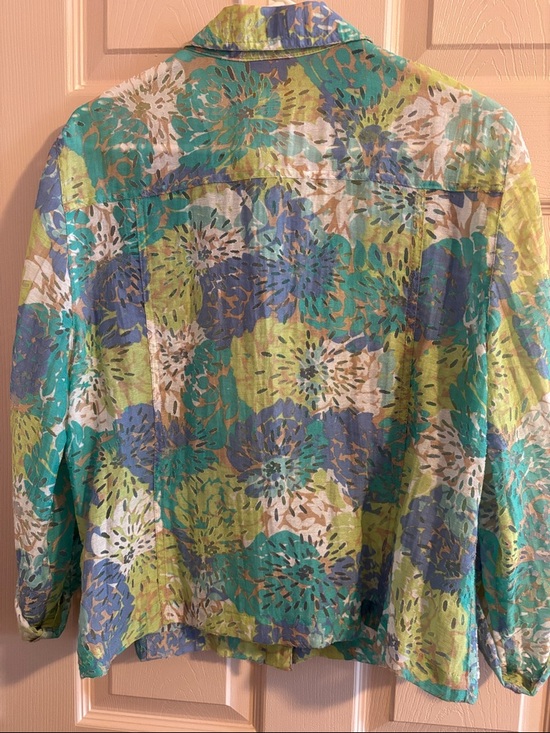 Ruby Rd. Women's Green Floral Button-Front Jacket - Picture 2 of 3